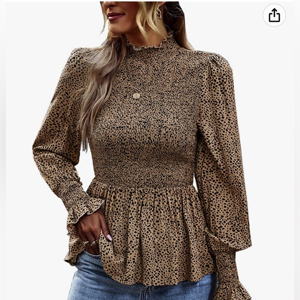 Smocked Peplum Tunic Blouse